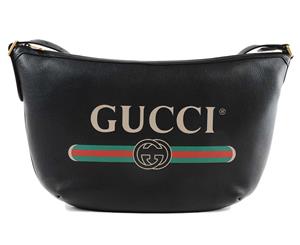 Gucci Women's Print Half-Moon Hobo Bag - Black/Green/Red