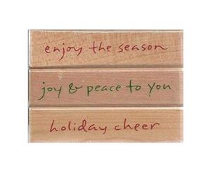 Hero Arts - Script Holiday Cheer Wood Mounted Rubber Stamp Set