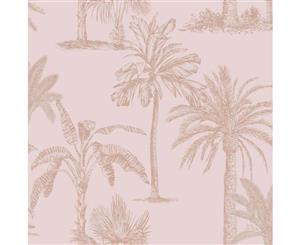 Holden Glistening Tropical Trees Wallpaper Blush Pink/Rose Gold (12822)