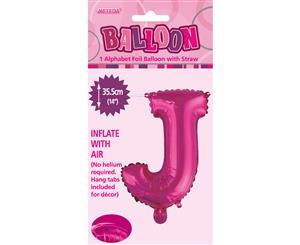 Hot Pink J Alphabet Foil Balloon 35cm