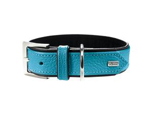 Hunter Premium Capri Leather Dog Collar Small to Large Breeds - Teal/Black