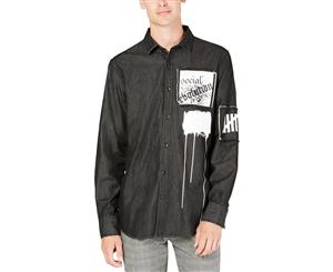 INC Mens Graphic Long Sleeves Button-Down Shirt