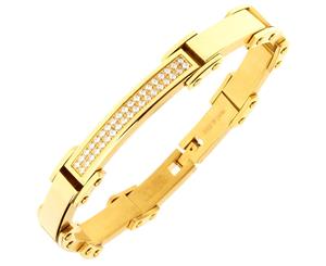 Iced Out Stainless Steel Micro Pave CZ Bracelet - 8mm gold - Gold