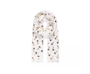 Intrigue Womens/Ladies Metallic Palm Tree Print Scarf (White/Gold) - JW216