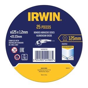 Irwin 125 x 1.2 x 22.2mm Metal Cut Off Disc - 25 Pack