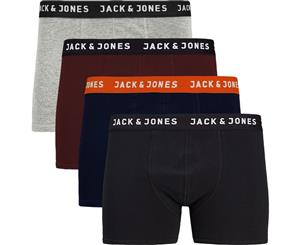 Jack & Jones Men's New UKK 4 Pack Trunk Boxer Shorts Black