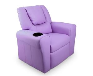 Kid's PU Leather Reclining Arm Chair - Purple