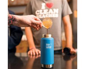 Klean Kanteen 16oz Wide Vacuum Insulated Cafe Cap Coffee Travel Mug Pacific Blue