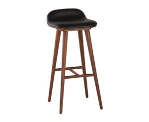 Life Interiors Capa Leather Bar Stool (Walnut Black)