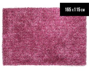 London Metallic 165x115cm Chunky & Thin Shag Rug - Berry