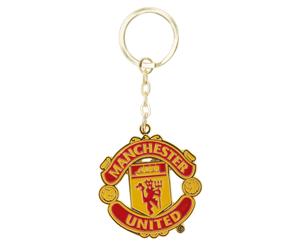 Manchester United Fc Official Metal Football Crest Keyring (Red) - SG2179