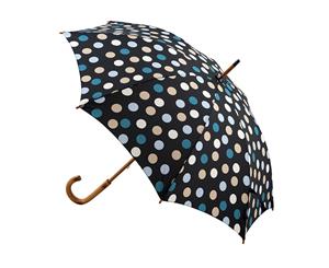 Manual Wood Umbrella Charcoal Polka Dots