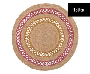 Maple & Elm 150cm Summer Loop Jute Rug - Pink/Yellow