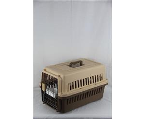 Medium Airline Approve Dog Cat Crate Pet Carrier Cage With Bowl-Brown