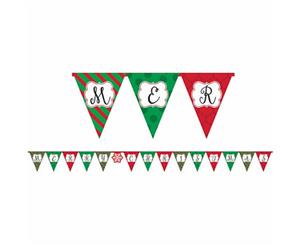 Merry Christmas Paper Pennant Banner Red Green White