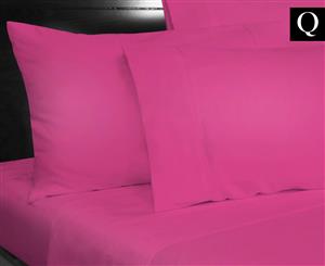 Microfibre Plain Dyed Queen Sheet Set - Hot Pink