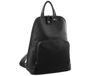 Milleni Women's Twin Zip Backpack Nappa Leather Bag - Black