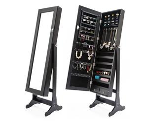 Mirror Jewellery Cabinet Organiser 2X Drawer LOWE 131cm BLACK