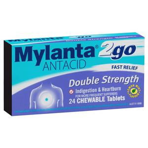 Mylanta 2go Double Strength Chewable Antacid Tablets 24 Pack