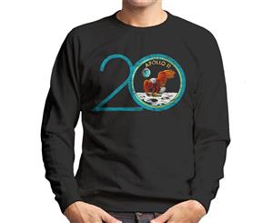 NASA Apollo 11 20th Anniversary Badge Distressed Men's Sweatshirt - Black