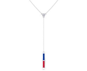 New York Rangers Diamond Y-Shaped Necklace For Women In Sterling Silver Design by BIXLER - Sterling Silver