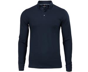 Nimbus Mens Carlington Cotton Lycra Deluxe Long Sleeve Polo Shirt - Navy