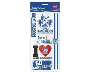 North Melbourne Kangaroos AFL Temporary TATTOO Sheet