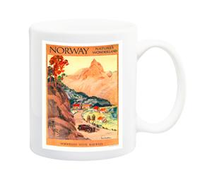 Norway 1920 Rail Travel Poster Mug - 11 Fluid Oz