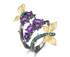 Olivia Yip - Butterfly Picking Green Flowers Women's Ring