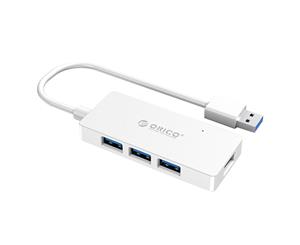 Orico 4-Port USB 3.0 w/MicroB Power Port Rectangle Hub - White