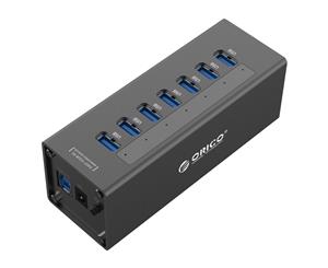 Orico Aluminium 7-Port USB 3.0 Ultra-Mini Hub with 1M USB 3.0 Cable - Black