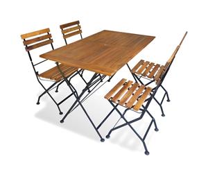 Outdoor Dining Set 5 Piece Acacia Wood Garden Foldable Table Chairs