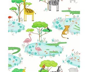 Over the Rainbow Crocodile Lake Wallpaper White (90930)