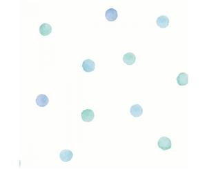 Over the Rainbow Watercolour Polka Dots Wallpaper Blue/Teal (91001)