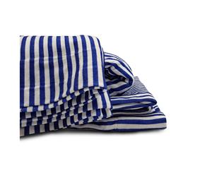 Park Avenue 175 GSM Soft Egyptian Cotton Flannelette Mega Queen Bed Sheet Set - Indigo Stripe