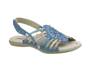 Planet Shoes Womens Comfort Casual Sandal Zenga2 in Blue Multi Leather Upper