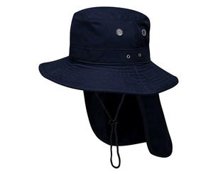 Portwest Premium Cotton Wide Brim Hat With Legionnaires Flap - Navy