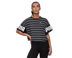 Puma Women's Rebel Striped Tee / T-Shirt / Tshirt - Puma Black/White