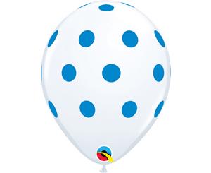 Qualatex 11 Inch Polka Dot Design Balloons (Pack Of 25) (Blue) - SG8792