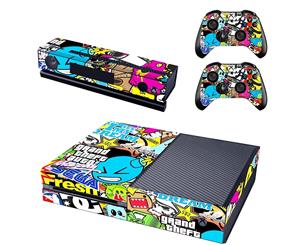 REYTID Console Skin / Sticker + 2 x Controller Decals & Kinect Wrap Compatible with Microsoft Xbox One - Full Set - Big Graffiti - Multi