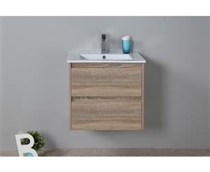 Rio 600mm wall hung vanity with ceramic top