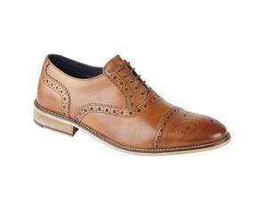 Roamers Mens Leather Brogue (Tan) - DF1625