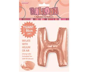 Rose Gold H Alphabet Foil Balloon 86cm