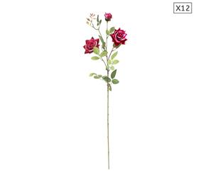 SOGA 12pcs Artificial Silk Flower Fake Rose Bouquet Table Decor Red