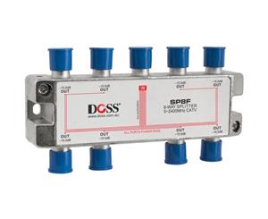 SP8F DOSS 8 Way 'F' Splitter or Combiner DC Pass Through 2.4Ghz Doss High Quality Satellite & Cable Compatible 75&Omega Splitters In Zinc Diecast