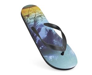 Sand Rocks Mens Surf Rider Print Flip Flops (Black) - FLIP332