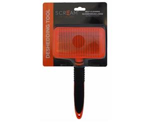 Self Cleaning Small Pet Slicker Brush Grooming Tool for Dogs & Puppies by Scream