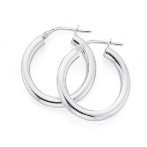 Silver 3X15mm Plain Tube Hoop Earrings