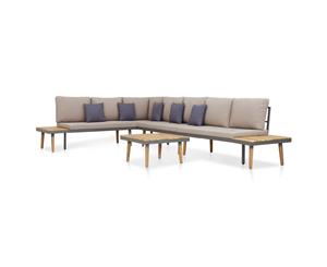 Solid Acacia Wood 5 Piece Garden Lounge Set with Cushions Brown Patio