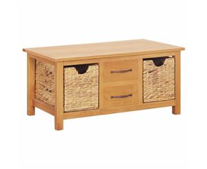 Solid Oak Wood Sideboard Water Hyacinth 2 Removable Baskets 2 Drawers